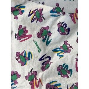 Vintage Barney Blanket Cover Baby Toddler Size 48” x 37” Crayon Purple Dinosaur